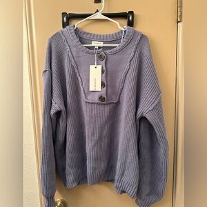 Lavender Sweater with Button Detail